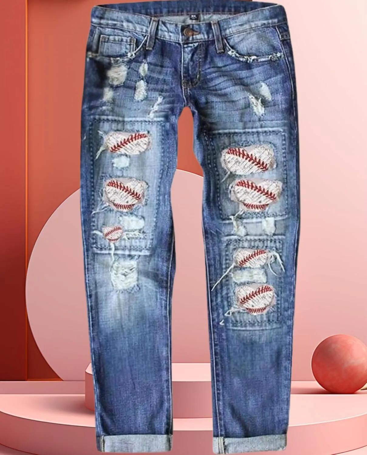 2025 New Women's Stretch Skinny Jeans Distressed Rips with Vintage Plaid Patches - Mid Rise Slimming Fit