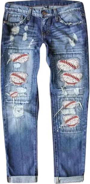 2025 New Women's Stretch Skinny Jeans Distressed Rips with Vintage Plaid Patches - Mid Rise Slimming Fit