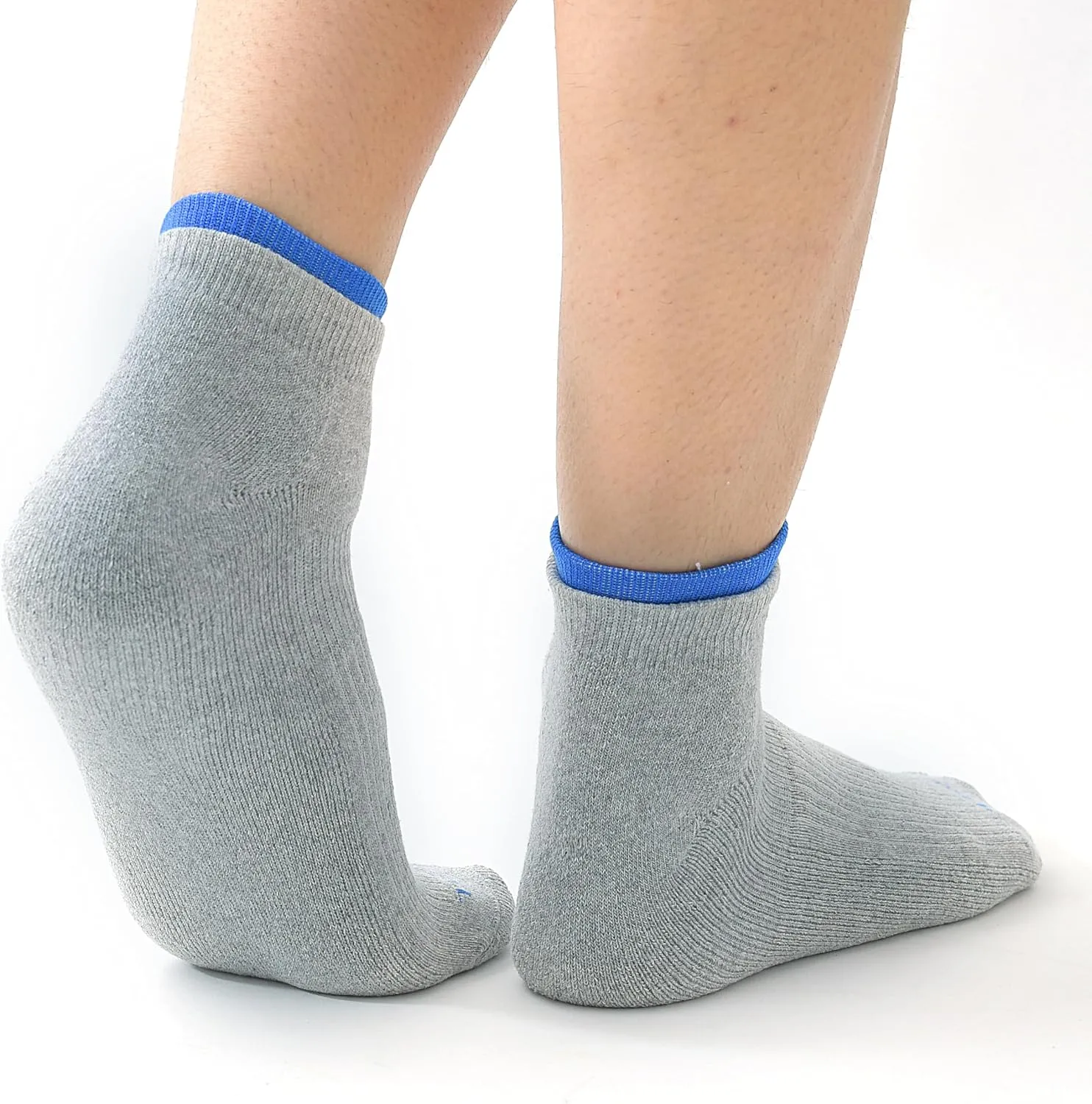 6 Pairs Mens Low Ankle Socks – Double Collar, Casual Cotton Socks – Black/Light Grey/White – Size 7-9