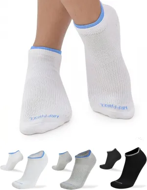 6 Pairs Mens Low Ankle Socks – Double Collar, Casual Cotton Socks – Black/Light Grey/White – Size 7-9