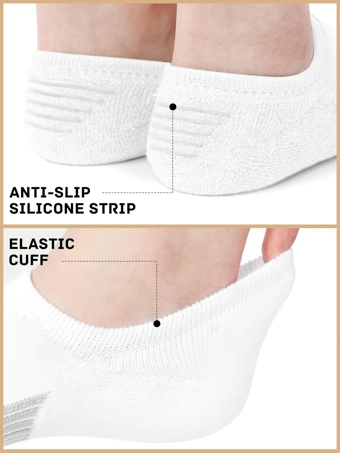 8 Pairs No Show Socks Womens Cushioned Low Cut Ankle Invisible Socks Non Slip Athletic Casual Socks