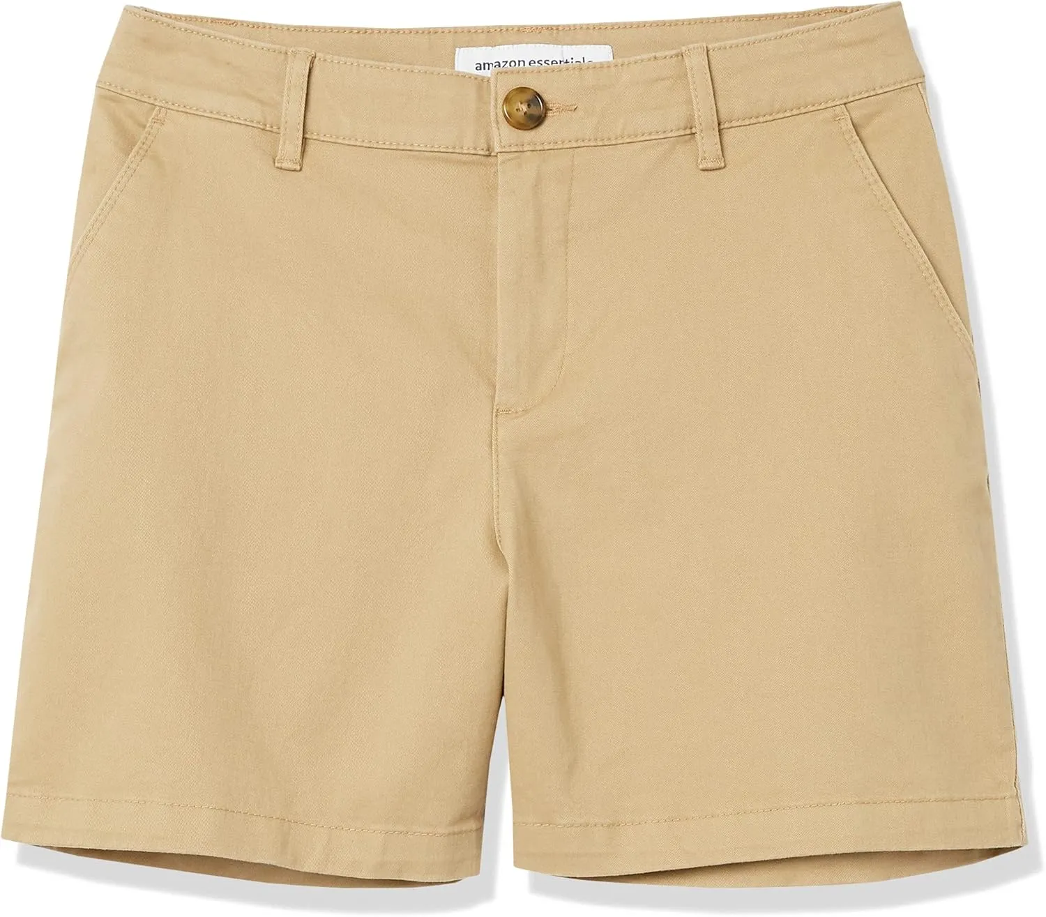 Amazon Essentials Women's Mid-Rise Slim-Fit 5 Inch Inseam Khaki Short (Available in Straight and Curvy Fits)