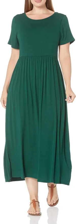 Amazon Essentials Women's Short-Sleeve Waisted Maxi Dress (Available in Plus Size)