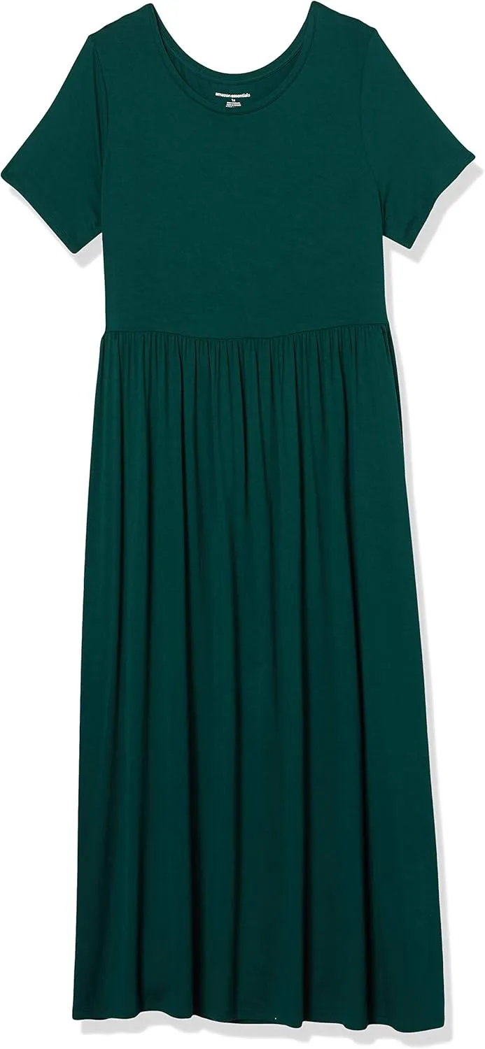 Amazon Essentials Women's Short-Sleeve Waisted Maxi Dress (Available in Plus Size)