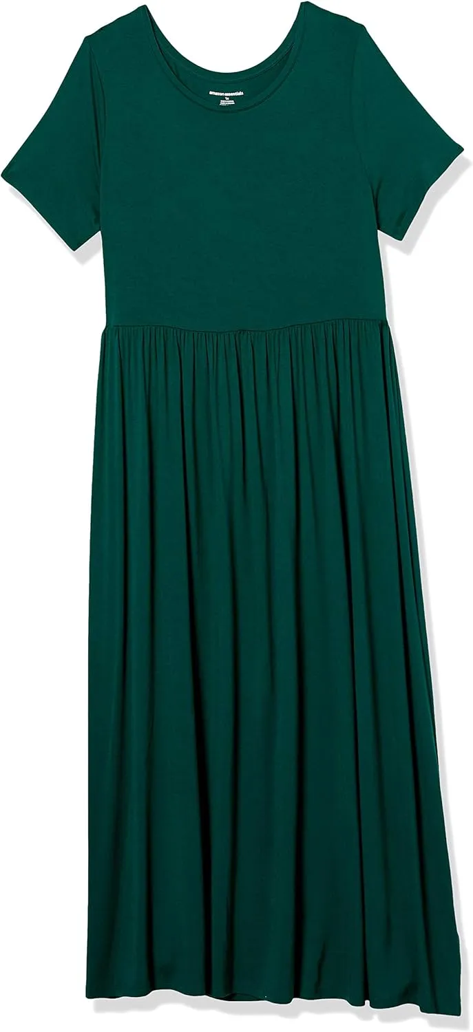 Amazon Essentials Women's Short-Sleeve Waisted Maxi Dress (Available in Plus Size)
