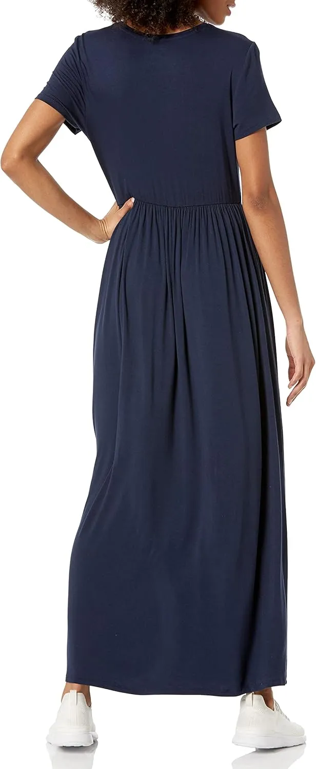 Amazon Essentials Women's Short-Sleeve Waisted Maxi Dress (Available in Plus Size)