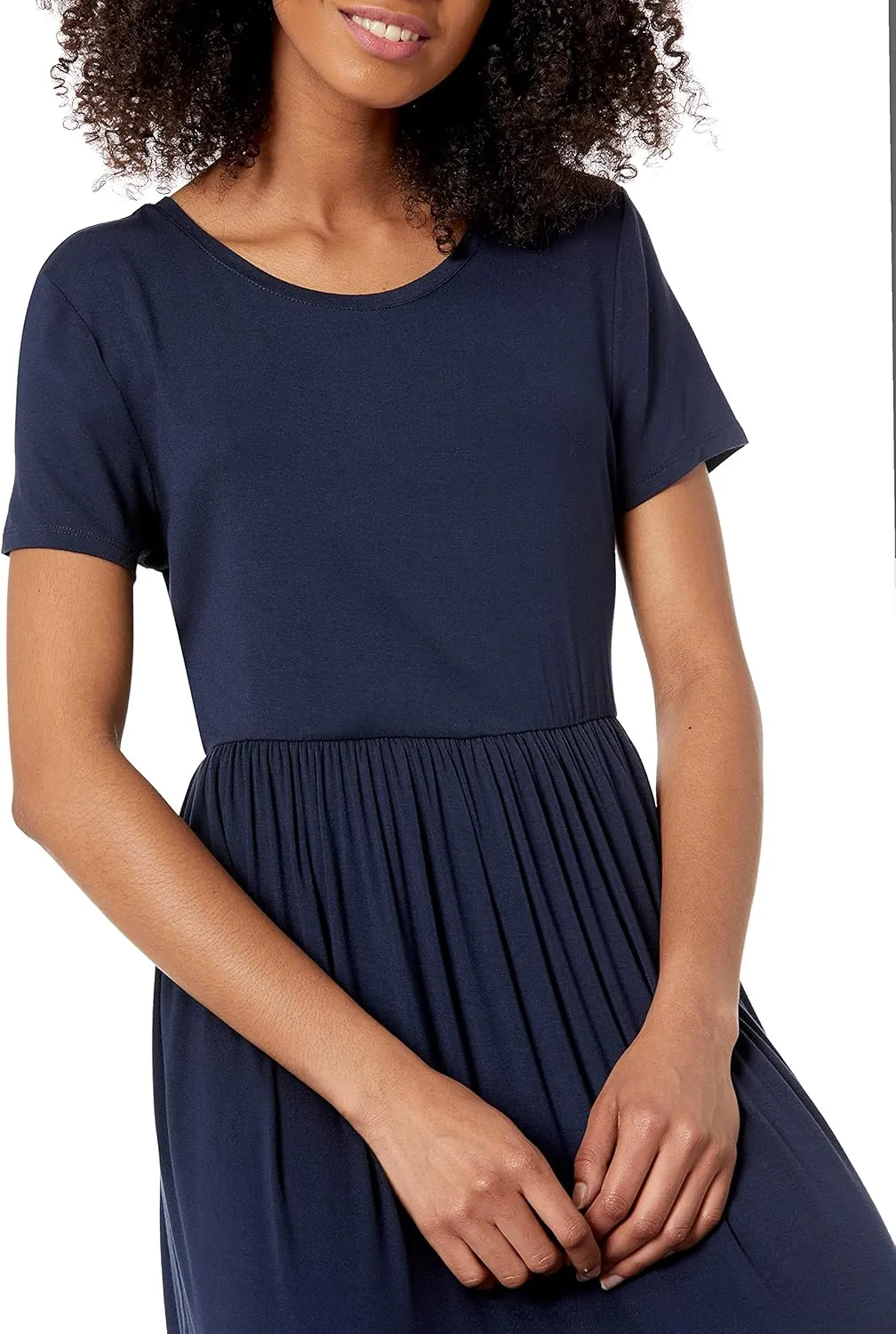 Amazon Essentials Women's Short-Sleeve Waisted Maxi Dress (Available in Plus Size)