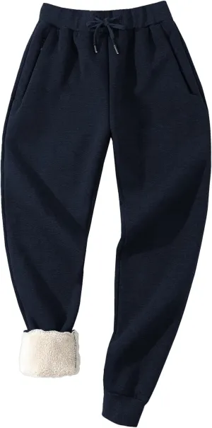 Aprsfn Men's Winter Thick Berber Fleece Sherpa Lined Active Sweatpants Brushed Jogger Pants