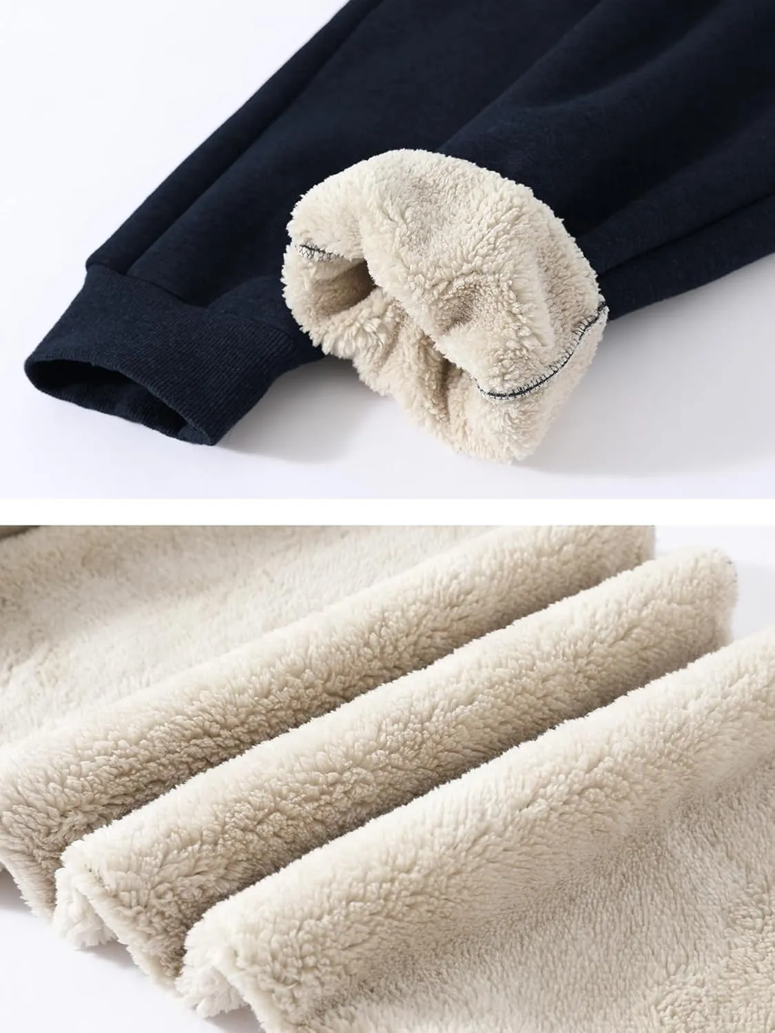 Aprsfn Men's Winter Thick Berber Fleece Sherpa Lined Active Sweatpants Brushed Jogger Pants
