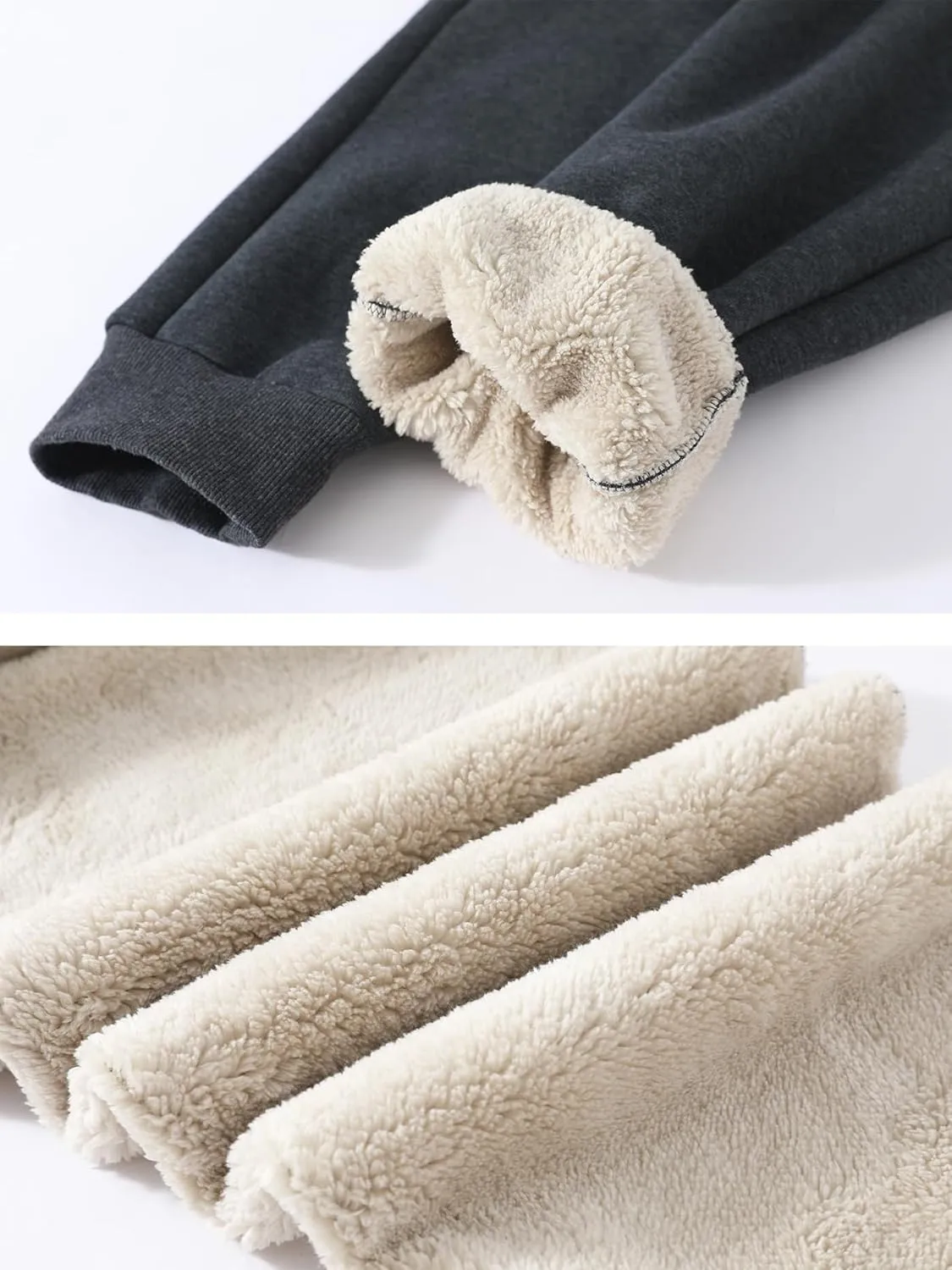 Aprsfn Men's Winter Thick Berber Fleece Sherpa Lined Active Sweatpants Brushed Jogger Pants