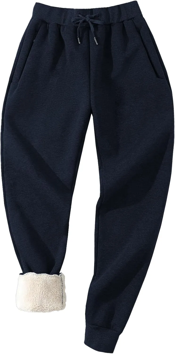 Aprsfn Men's Winter Thick Berber Fleece Sherpa Lined Active Sweatpants Brushed Jogger Pants