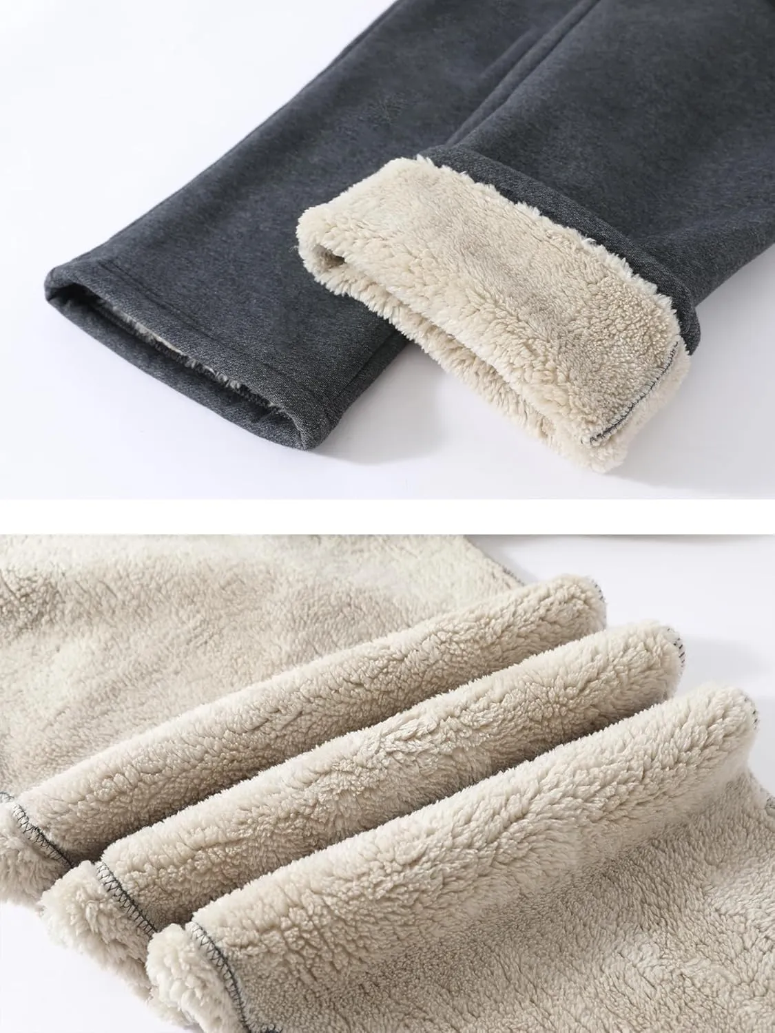 Aprsfn Men's Winter Thick Berber Fleece Sherpa Lined Active Sweatpants Brushed Jogger Pants