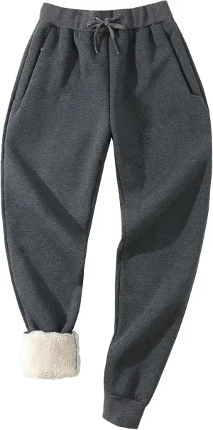 Aprsfn Men's Winter Thick Berber Fleece Sherpa Lined Active Sweatpants Brushed Jogger Pants