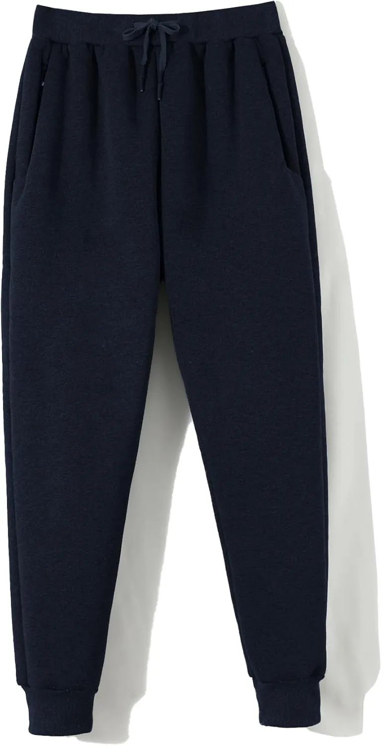 Aprsfn Men's Winter Thick Berber Fleece Sherpa Lined Active Sweatpants Brushed Jogger Pants