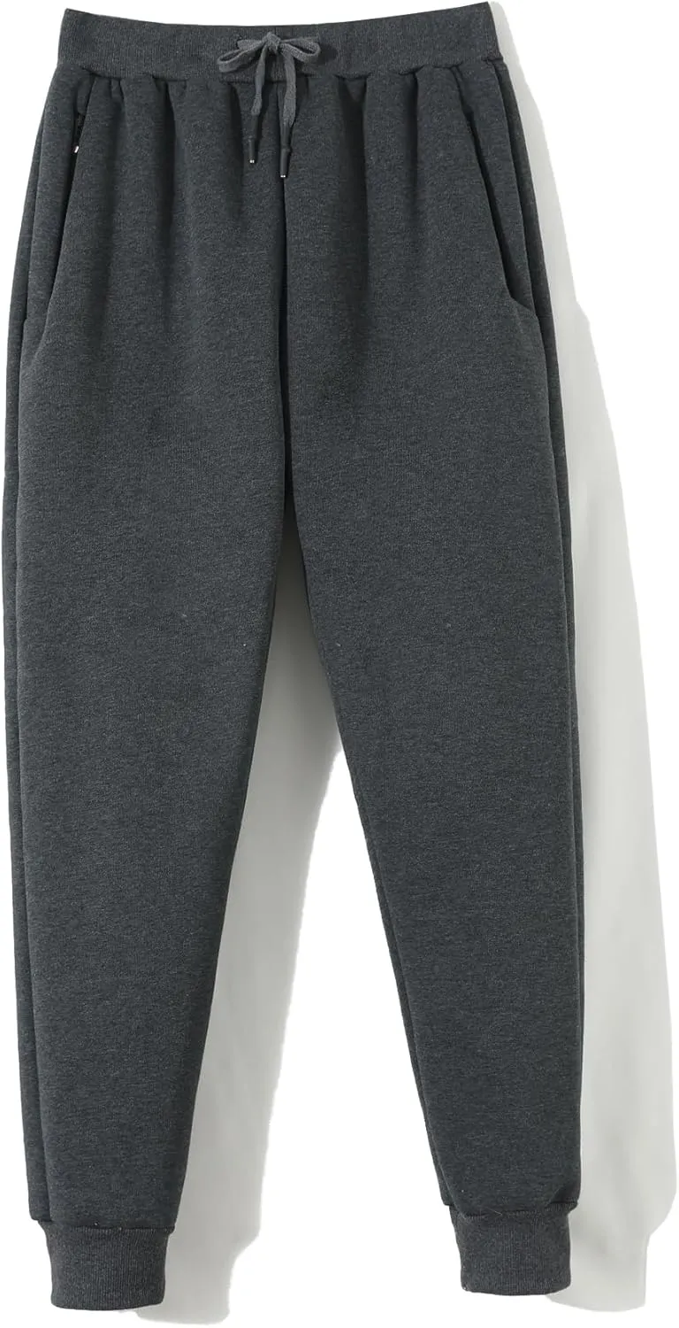 Aprsfn Men's Winter Thick Berber Fleece Sherpa Lined Active Sweatpants Brushed Jogger Pants