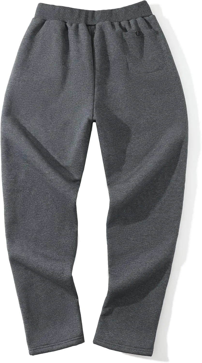 Aprsfn Men's Winter Thick Berber Fleece Sherpa Lined Active Sweatpants Brushed Jogger Pants