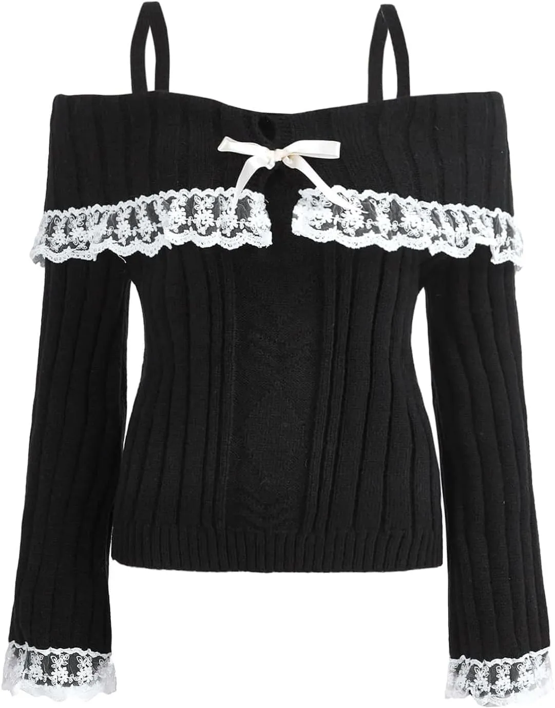 Argeousgor Women Sexy Off Shoulder Long Sleeve Crop Top Tees Slim Fit Ribbed Knit Crop Shirts Y2k Streetwear