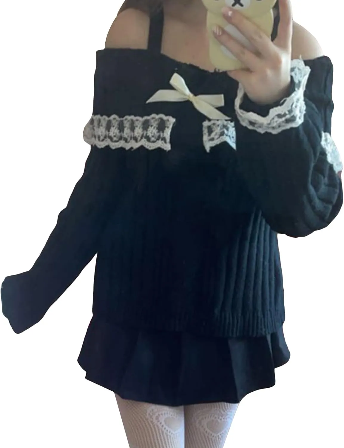 Argeousgor Women Sexy Off Shoulder Long Sleeve Crop Top Tees Slim Fit Ribbed Knit Crop Shirts Y2k Streetwear