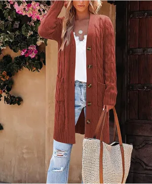 AYGJKIE Women's Long Sleeve Chunky Knit Sweater Cardigan