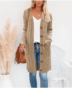 AYGJKIE Women's Long Sleeve Chunky Knit Sweater Cardigan