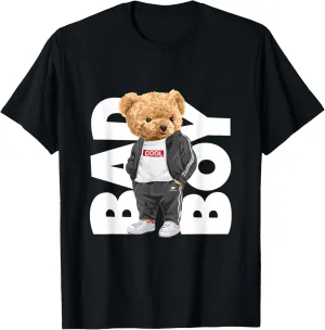 Bad Boy Tee Shirt, Funny Teddy Bear Graphic Design Style Fun T-Shirt