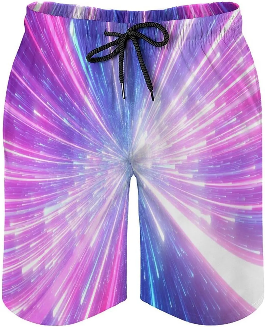 Beach Shorts for Men Anime Purple Sparks Flame Hawaiian Swim Board Shorts Mesh Lining Swimming Trunks Pocket