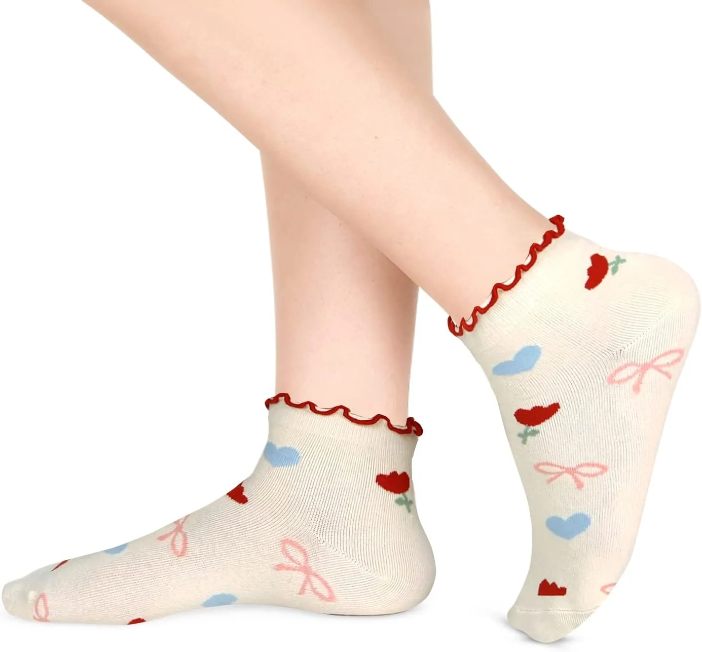 Benefeet Sox Ruffle Ankle Socks for Women Girls Cute Frilly Lettuce Short Socks Fun Novelty Patterned Casual Cotton Sock