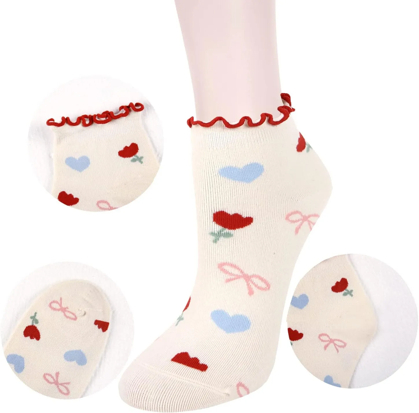 Benefeet Sox Ruffle Ankle Socks for Women Girls Cute Frilly Lettuce Short Socks Fun Novelty Patterned Casual Cotton Sock
