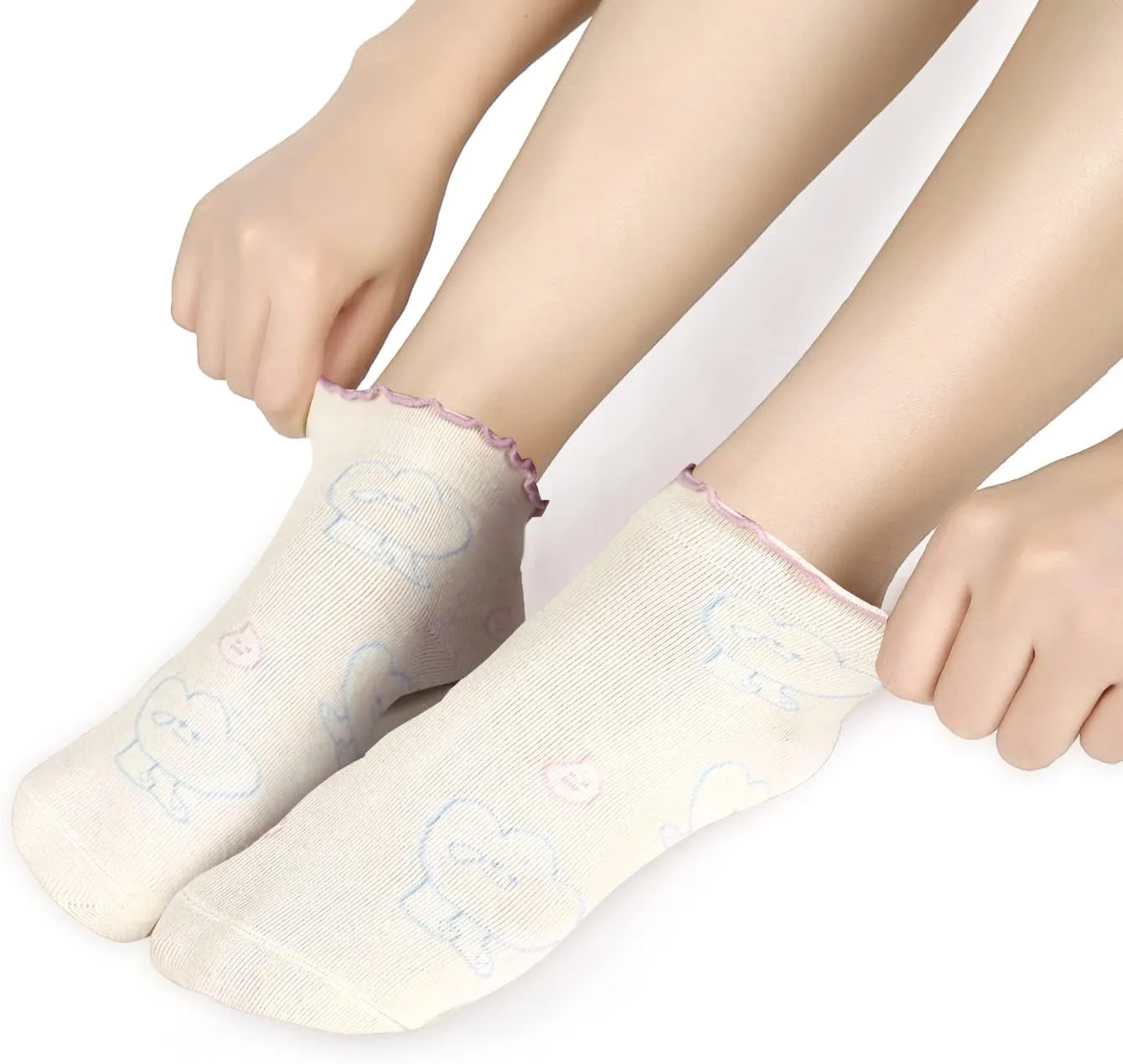 Benefeet Sox Ruffle Ankle Socks for Women Girls Cute Frilly Lettuce Short Socks Fun Novelty Patterned Casual Cotton Sock