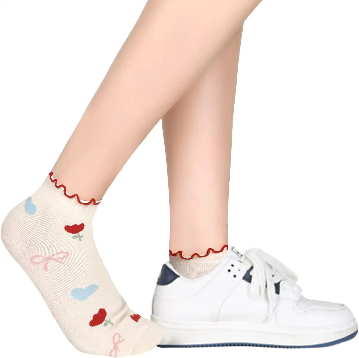 Benefeet Sox Ruffle Ankle Socks for Women Girls Cute Frilly Lettuce Short Socks Fun Novelty Patterned Casual Cotton Sock