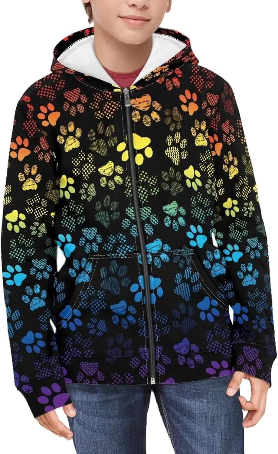 Boy Hoodies Size 6-16 Zipper with Two Pockets Fashion Hooded Zipper Sweatshirt for Teenagers