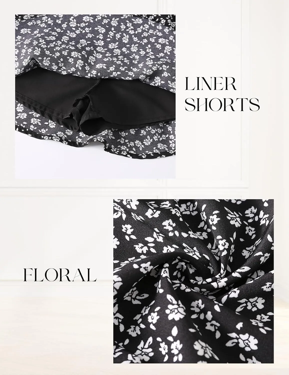 Bridesmay Flowy Shorts for Women Summer Ruffle Mini Skirt Boho Floral Skorts for Casual, Running and Tennis