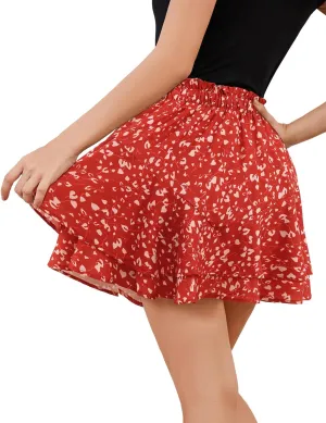 Bridesmay Flowy Shorts for Women Summer Ruffle Mini Skirt Boho Floral Skorts for Casual, Running and Tennis