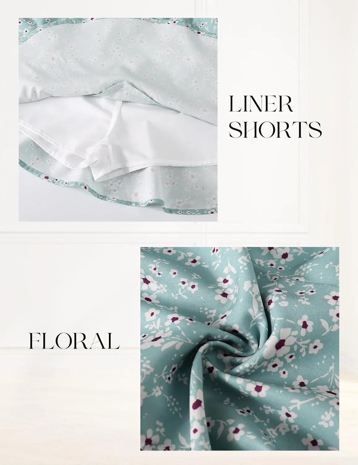 Bridesmay Flowy Shorts for Women Summer Ruffle Mini Skirt Boho Floral Skorts for Casual, Running and Tennis