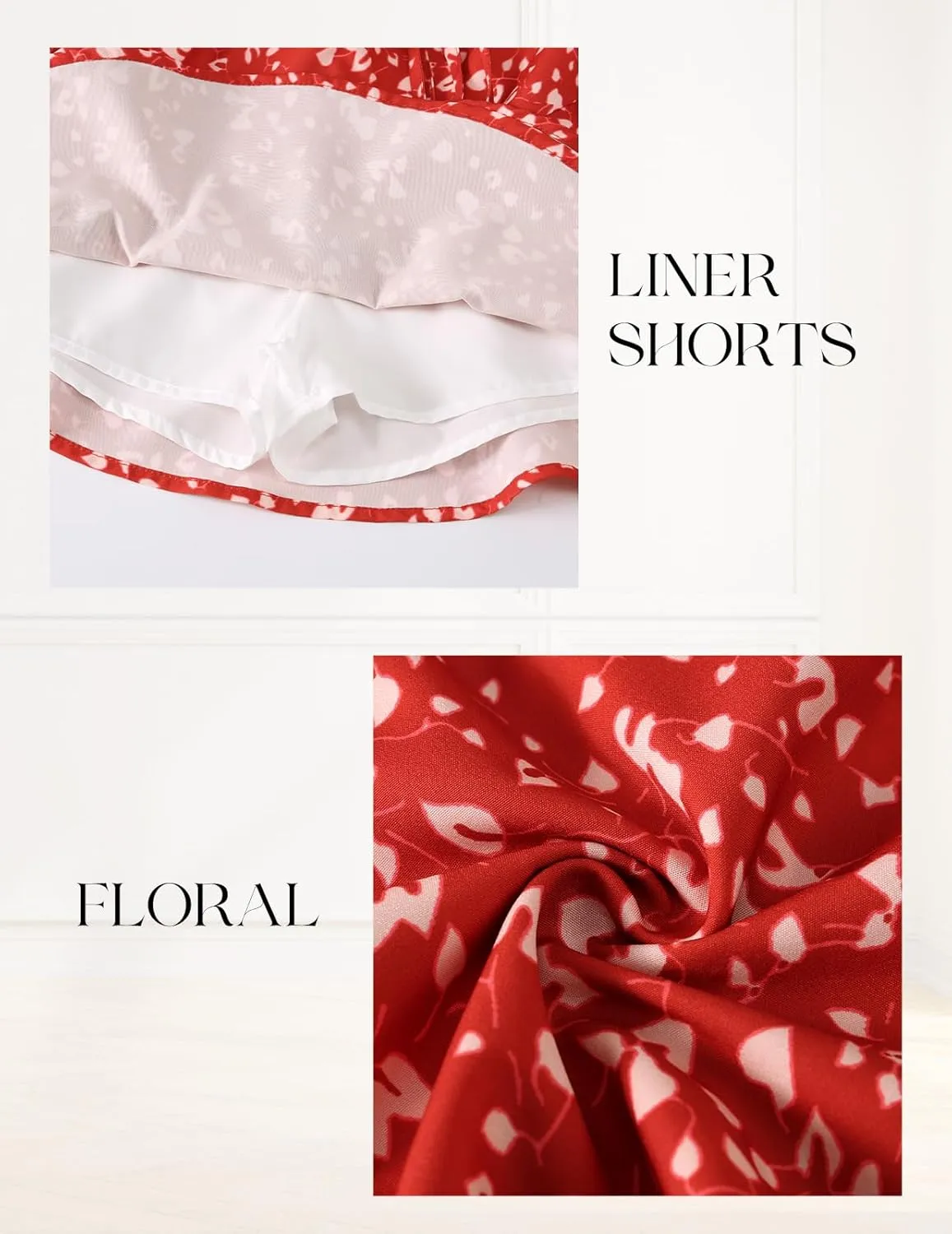 Bridesmay Flowy Shorts for Women Summer Ruffle Mini Skirt Boho Floral Skorts for Casual, Running and Tennis