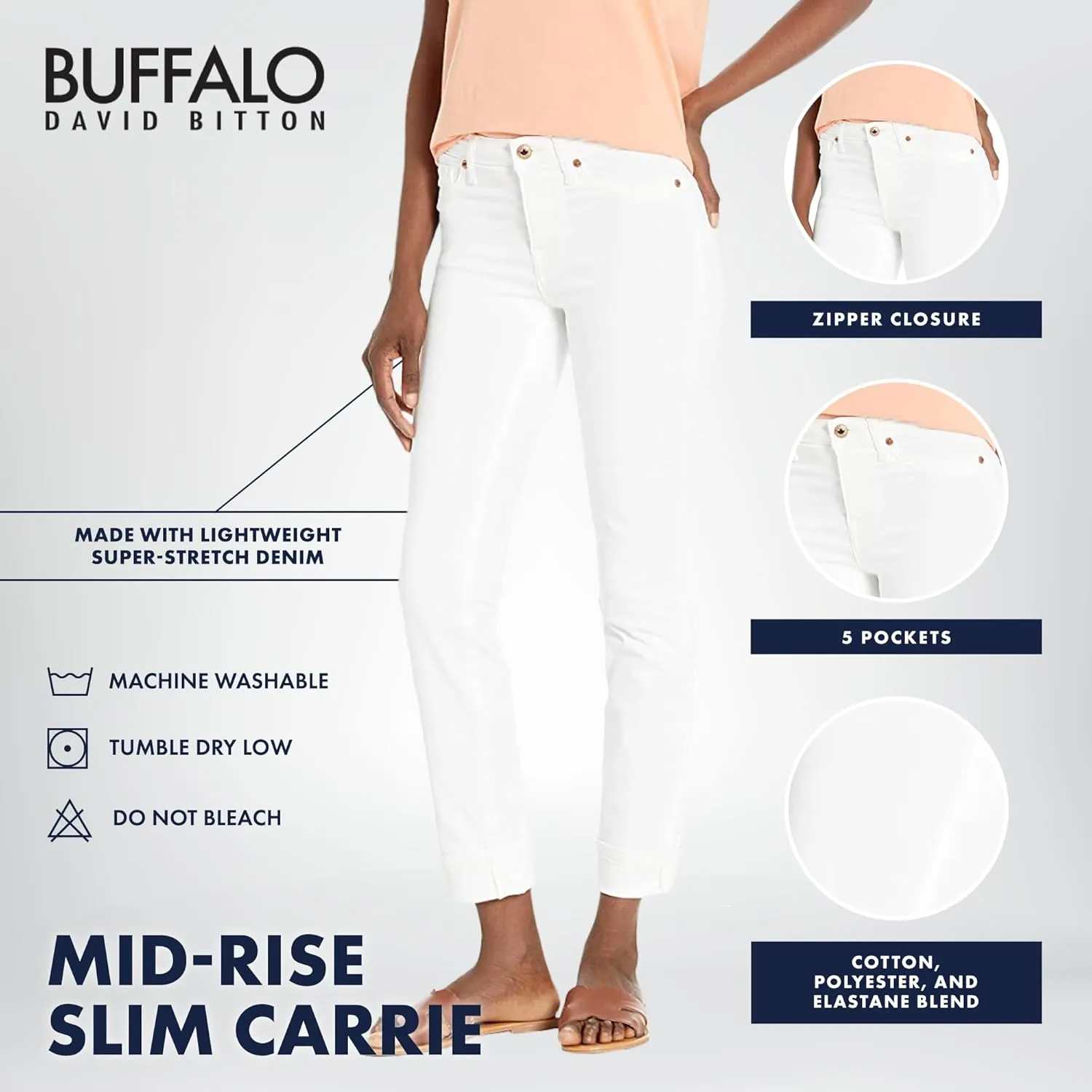 Buffalo David Bitton Women's Carrie Mid Rise Slim Jeans