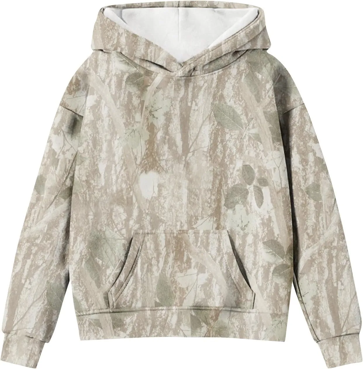 Camo Hoodies for Kids Boys Girls Cute Sweatshirt Maple Leaf Print Oversized Fleece Sweatshirts Classic Pullover with Pocket