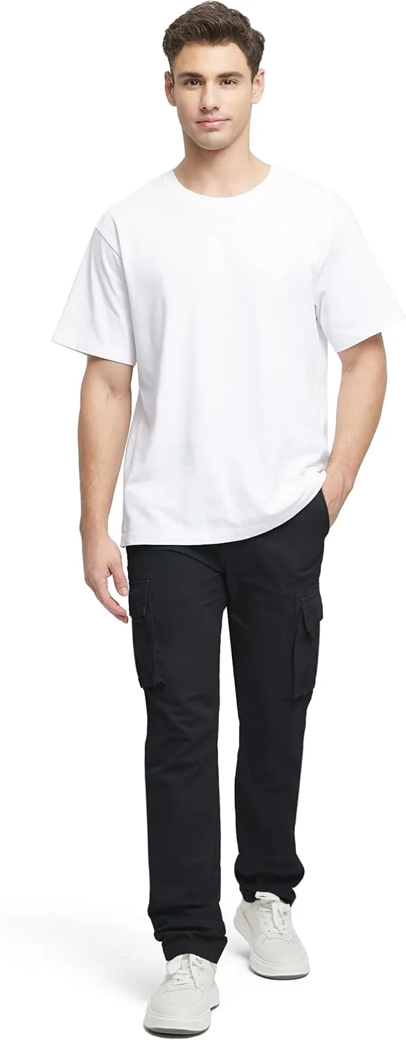 Cargo Pants for Men Cotton Fabric 6 Deep Pockets Straight-Leg Design Work Pants for Men