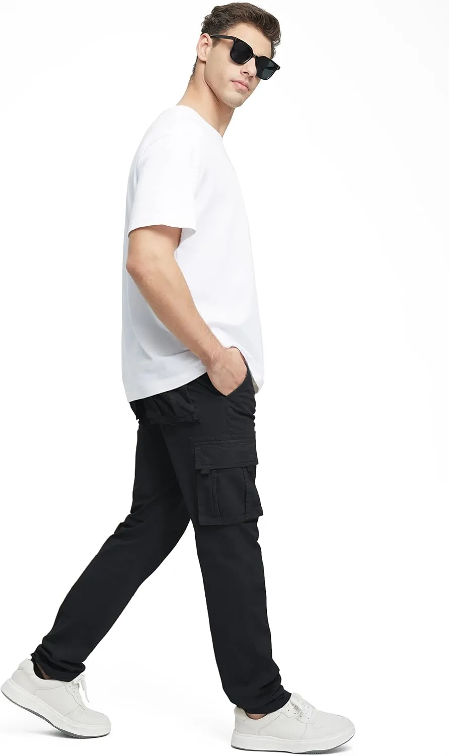 Cargo Pants for Men Cotton Fabric 6 Deep Pockets Straight-Leg Design Work Pants for Men