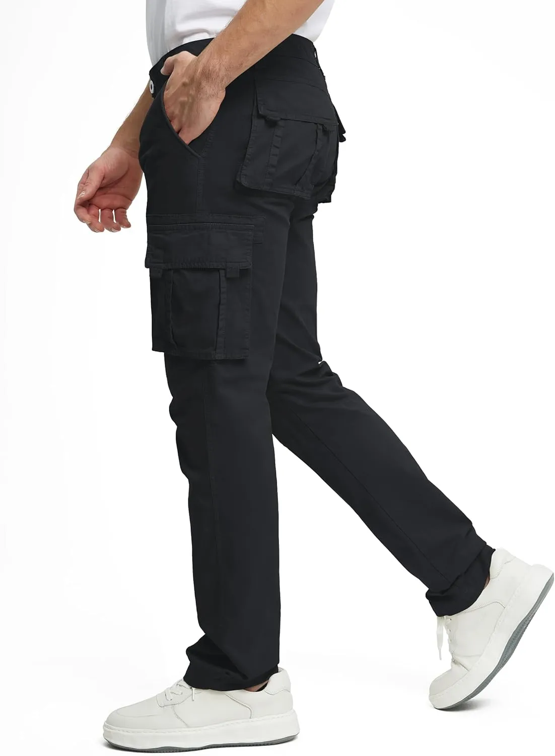 Cargo Pants for Men Cotton Fabric 6 Deep Pockets Straight-Leg Design Work Pants for Men