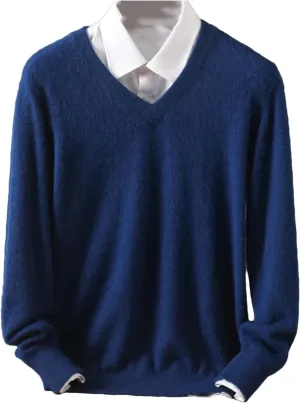 Casual Cashmere Sweater Men's V-Neck Pullovers Knit Sweater Winter Long Sleeve Jumpers Tops.