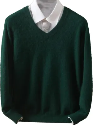 Casual Cashmere Sweater Men's V-Neck Pullovers Knit Sweater Winter Long Sleeve Jumpers Tops.