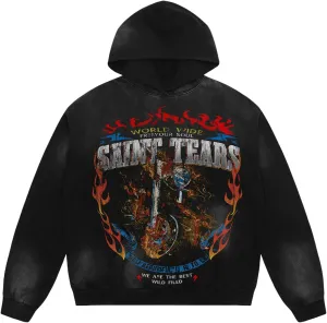 Chainsaw Man Saint Tears Vintage Wash Hoodies Graphic Athletic Sportswear Cotton Oversized Pullover Hooded Sweatshirt