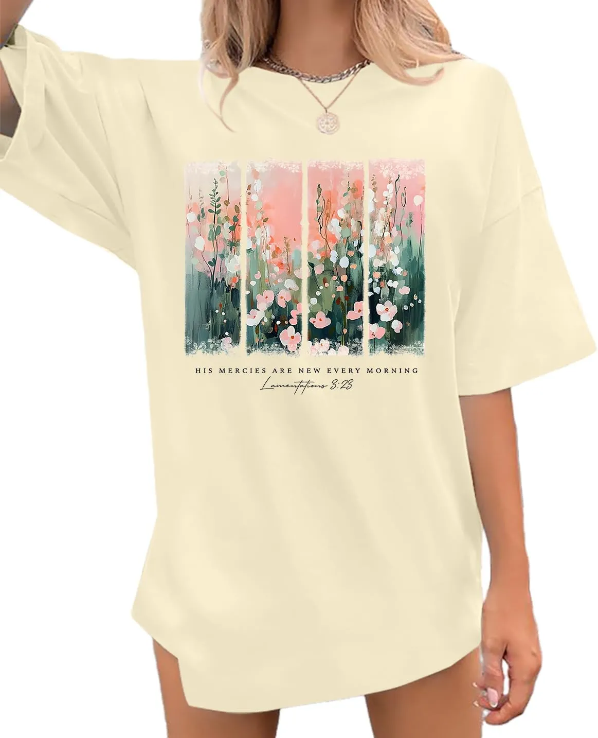Christian Shirts for Women Faith Jesus Shirt Bible God Inspirational Tees Oversized Floral Graphic Religious Tops