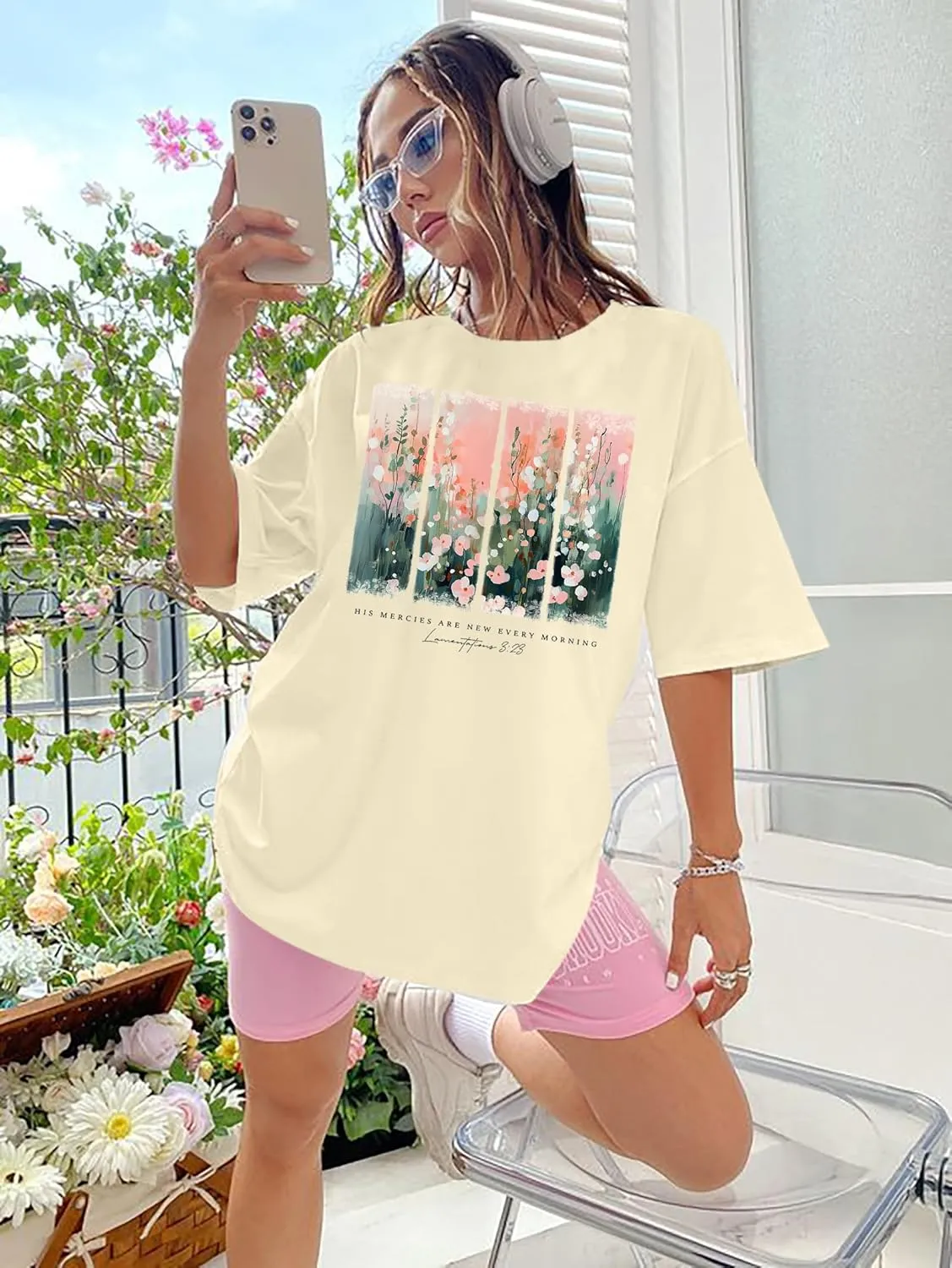 Christian Shirts for Women Faith Jesus Shirt Bible God Inspirational Tees Oversized Floral Graphic Religious Tops