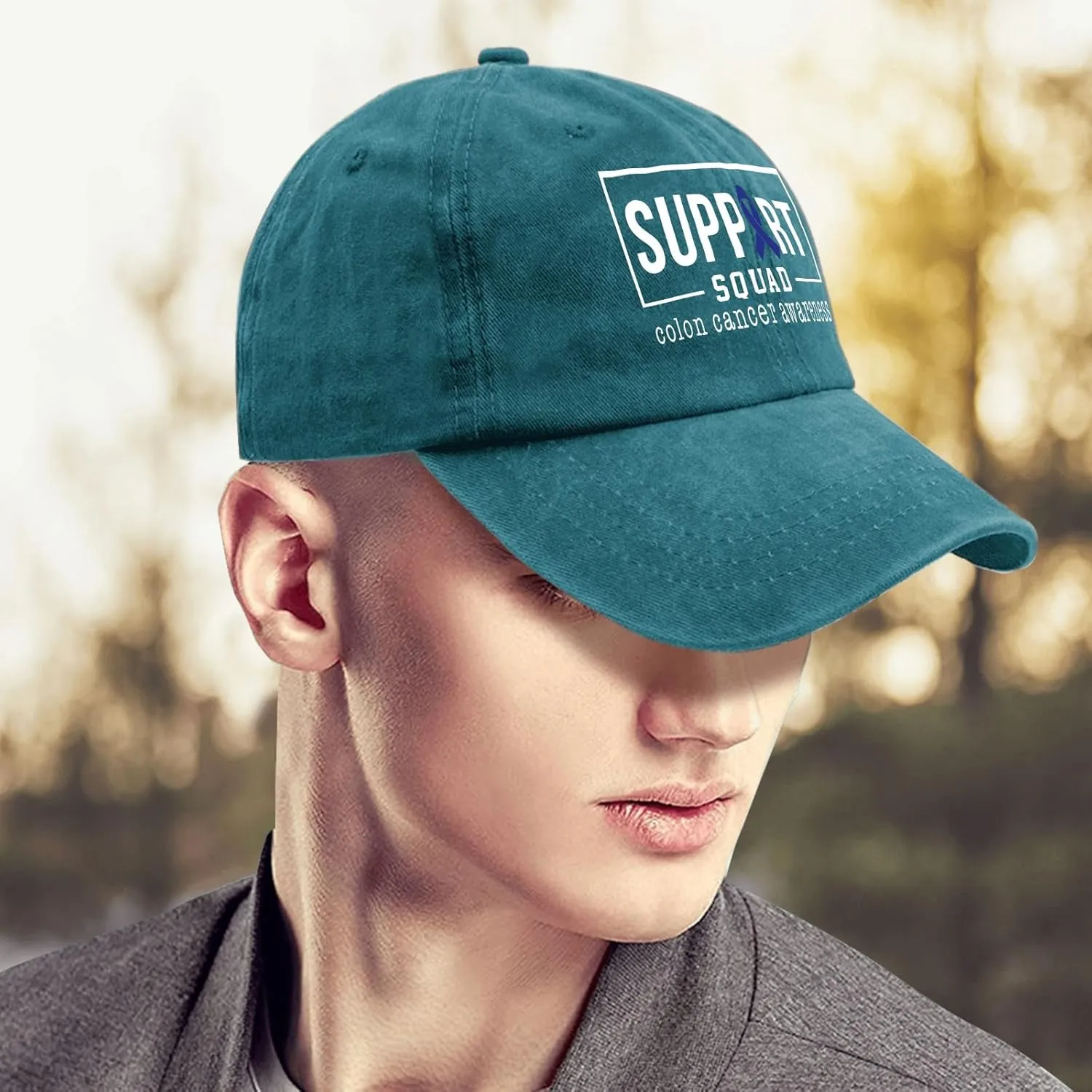 Colon Cancer Awareness Supporters Colorectal Cancer Mens Baseball Cap Low Profile Caps for Womens Pickleballb Hat Trendy