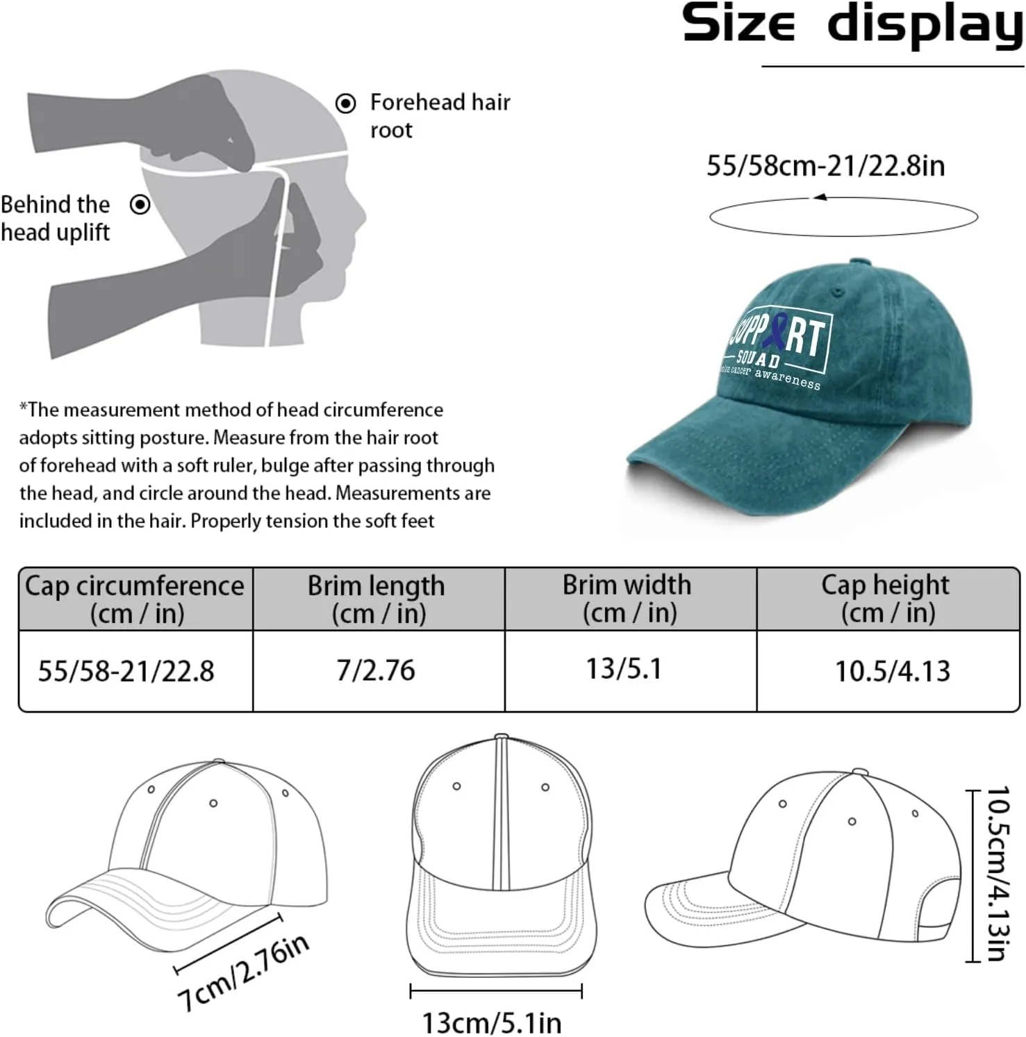 Colon Cancer Awareness Supporters Colorectal Cancer Mens Baseball Cap Low Profile Caps for Womens Pickleballb Hat Trendy