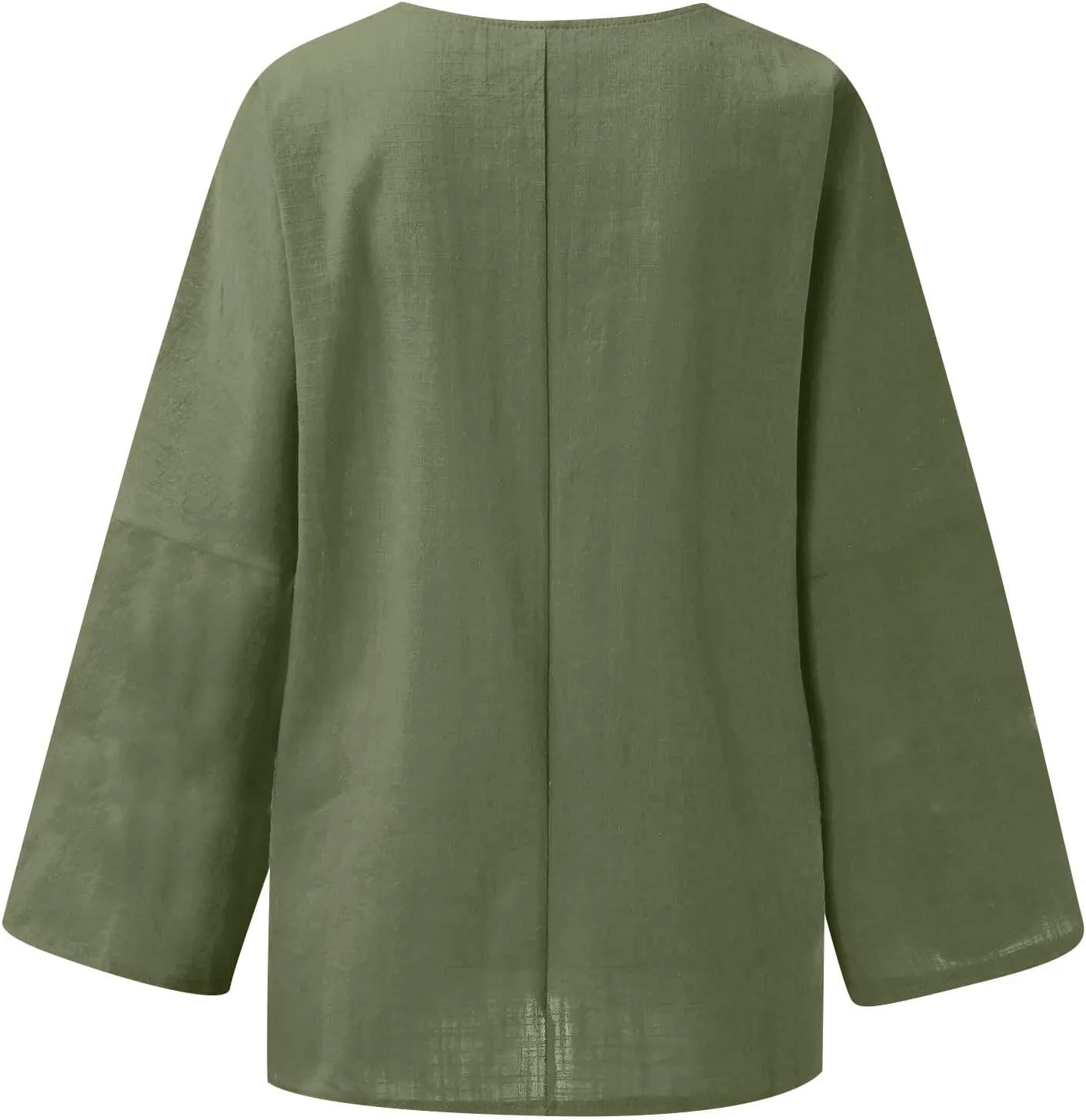 Cotton Linen Shirts for Women Long Sleeve Shirt Round Neck Casual Tunic Tops Basic Split Shirts Loose Fit 2025