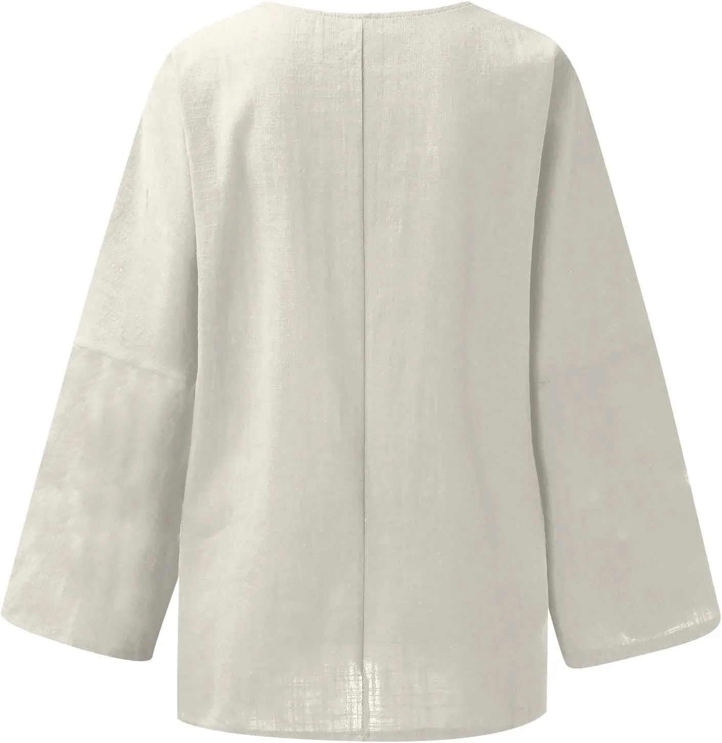 Cotton Linen Shirts for Women Long Sleeve Shirt Round Neck Casual Tunic Tops Basic Split Shirts Loose Fit 2025