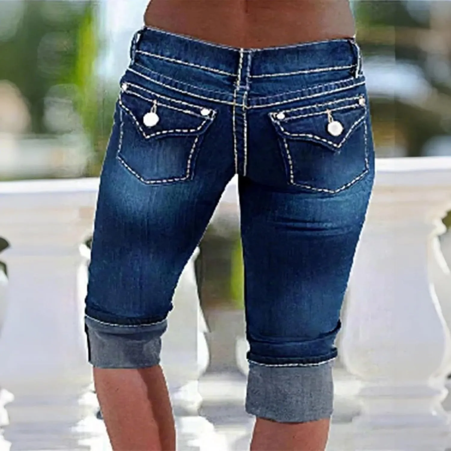 Cropped Jeans for Women Low Rise Distressed Cuffed Capri Jeans Skinny Crop Jean Joggers Y2k Jean Capris Streetwear